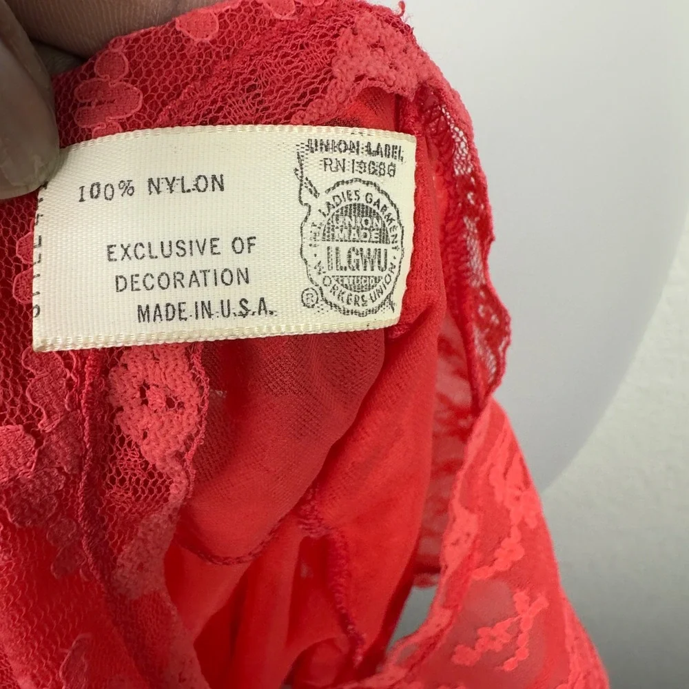 Blanche by Erika McGowan Babydoll Chemise Nightie Womens P Red Lace VTG Romantic